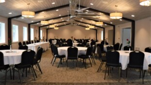 Pine Hall Main Hall Party Set up with tables and chairs