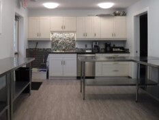 Catering prep room at Pine Hall, kitchen at Pine Hall, Glass tile backsplash